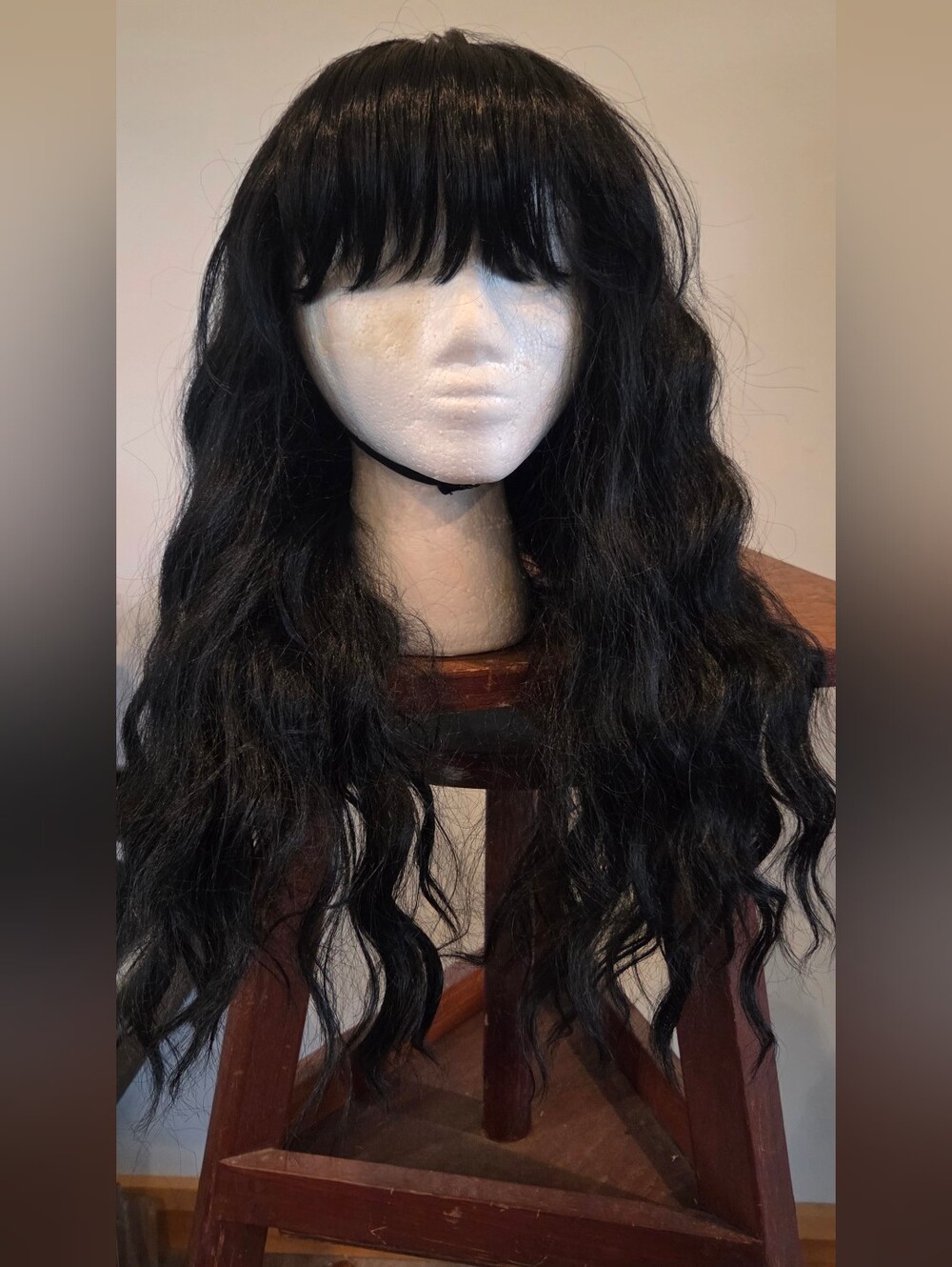 Black Long Wavy Women's Wig with Bangs-Her Wig Closet Brand